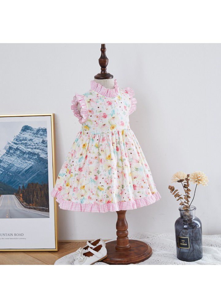 Girls' dress European and American children's dress 2021 new summer sleeveless floral skirt small fresh children's dress