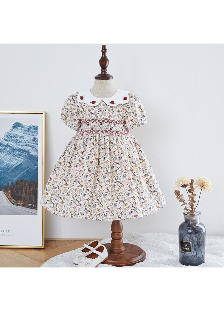 2021 summer new European and American children's dress hand embroidered children's Princess Dress