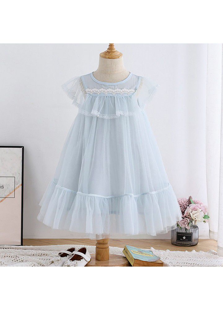 2021 summer girl's dress Korean children's pengpeng skirt girl's foreign style mesh skirt children's princess skirt 