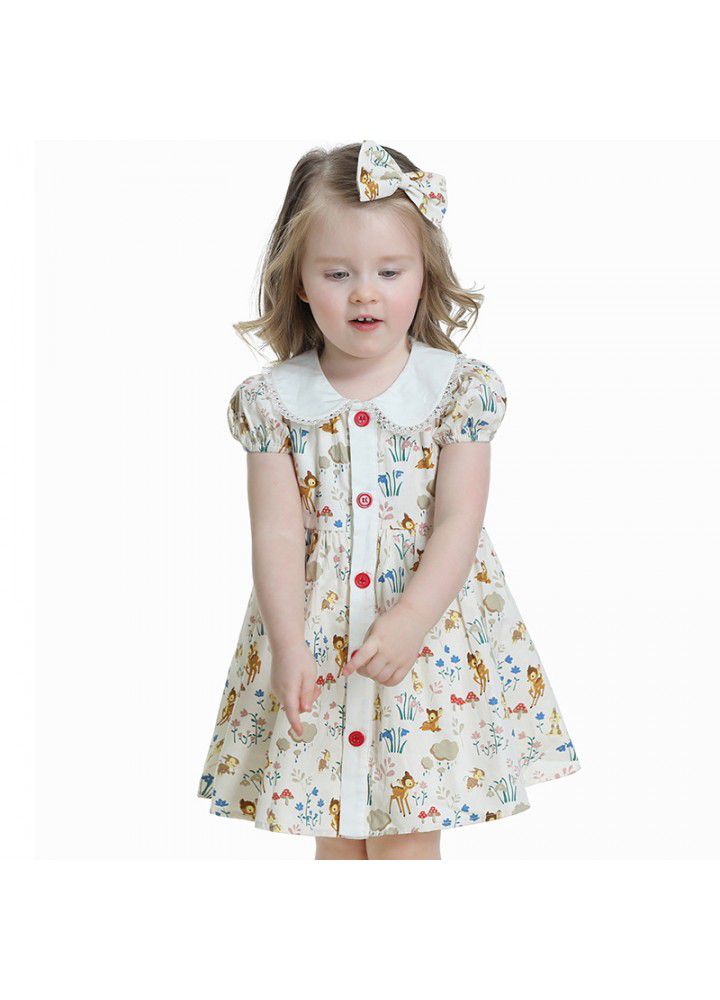 2021 summer new European and American children's Printed Dress Girl's foreign style floral skirt sweet lovely princess skirt cotton