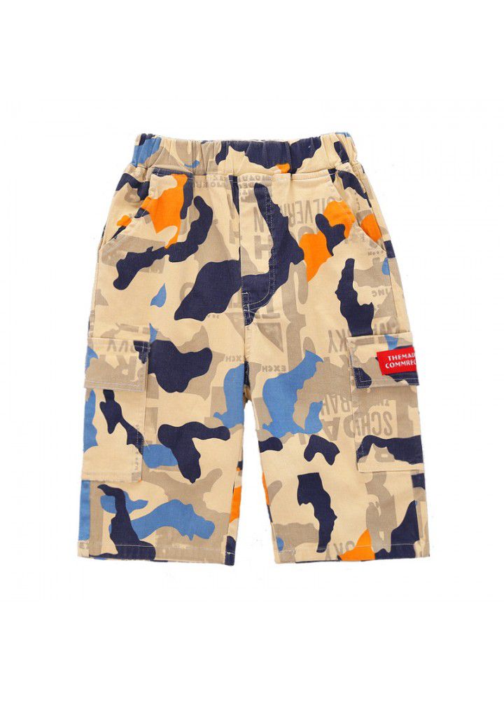2021 summer new boys' middle pants middle school children's thin shorts children's tooling camouflage pants manufacturers wholesale 
