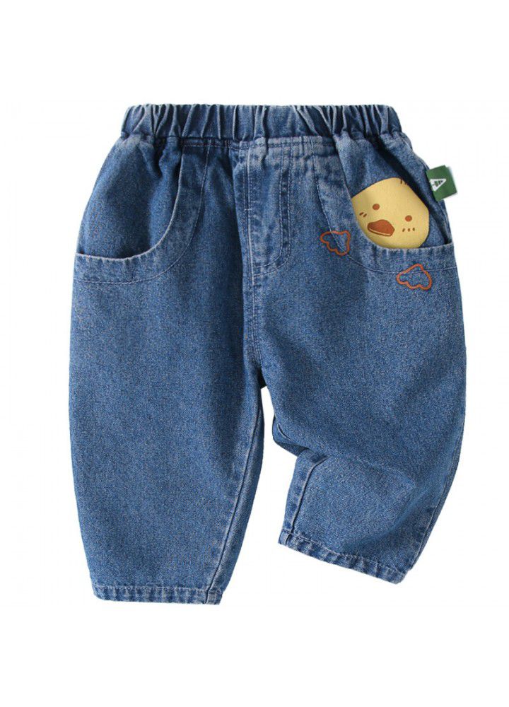 Amila children's clothing 2021 autumn new baby Jeans Girls pants fashion versatile pants autumn