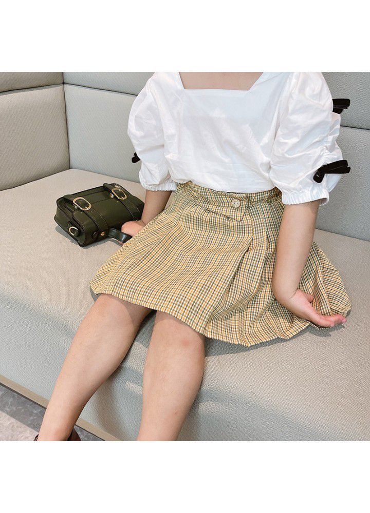 Girls' plaid skirt 2021 summer new children's foreign style pleated skirt skirt skirt JK skirt summer dress 