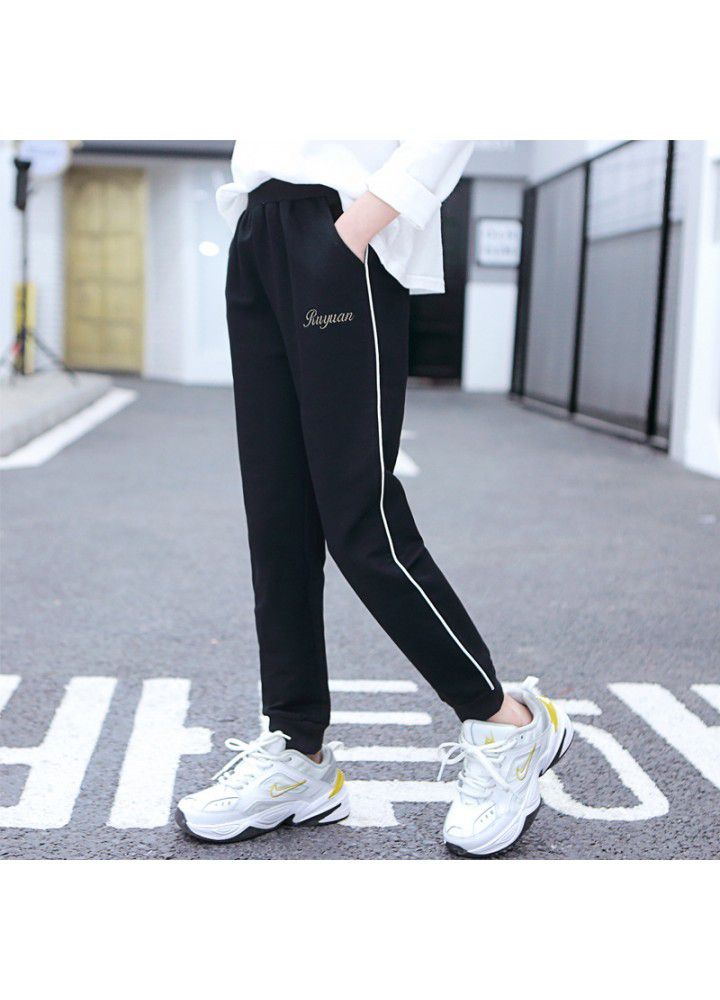 Children's clothing girls' pants spring clothing children's sports pants loose middle school children's casual pants pure cotton spring and autumn girls' pants 