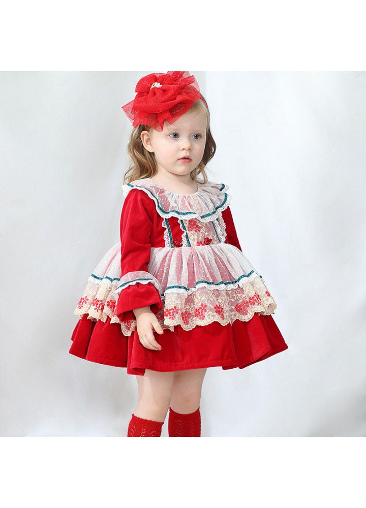 2020 winter new Christmas Dress European and American Lolita children's custom children's Spanish princess skirt 