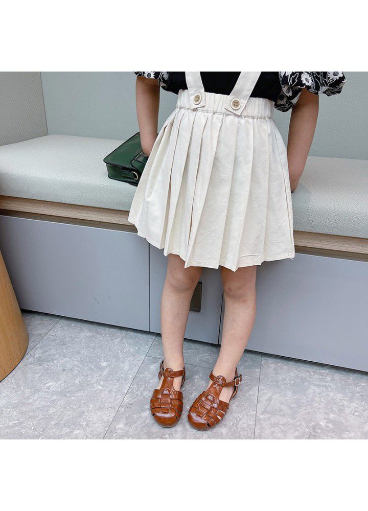 Girl's pleated skirt with straps new style in summer 2021 children's detachable skirt with straps children's fashion 