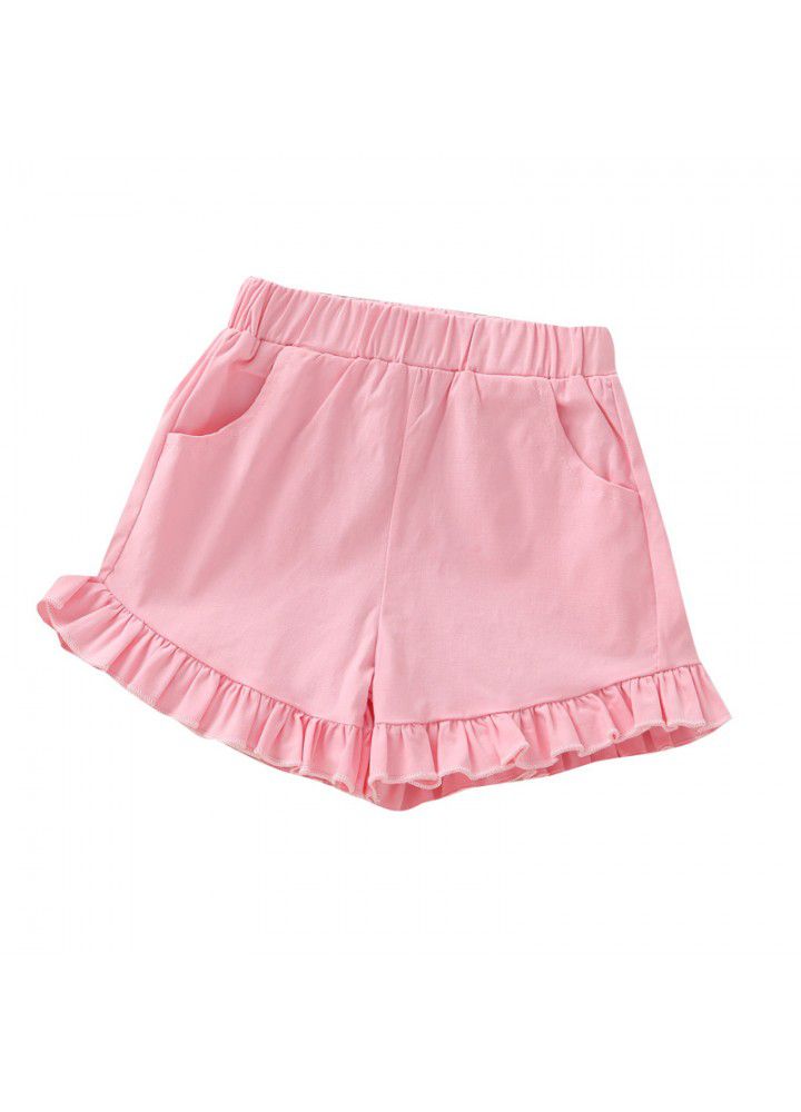 2021 summer new children's wear girls' shorts Korean casual elastic hot pants solid color fashion pants 