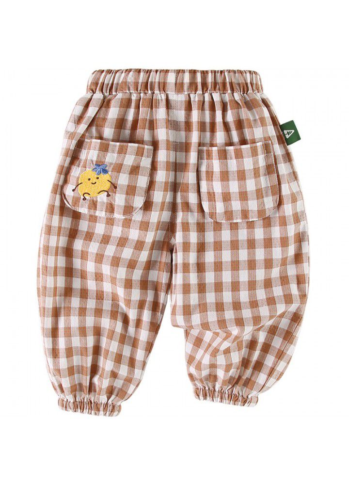 Amila Amila children's wear girl's pants baby Plaid casual pants thin spring and autumn children's slacks 1