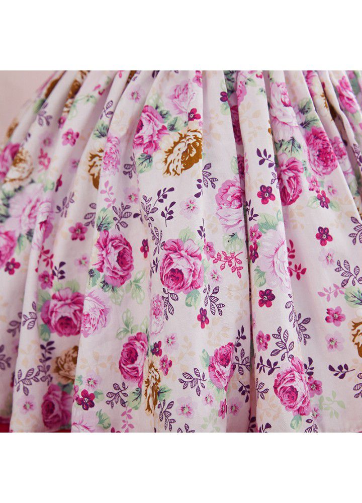 2021 new girl flower skirt printed big bow children's dress flying sleeve Princess Dress 