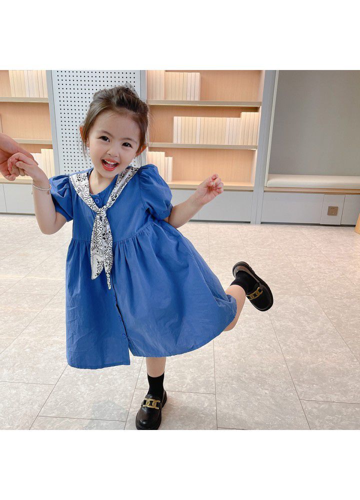 Girls' dress 2021 summer new children's princess dress baby girl calico tie summer dress summer dress 