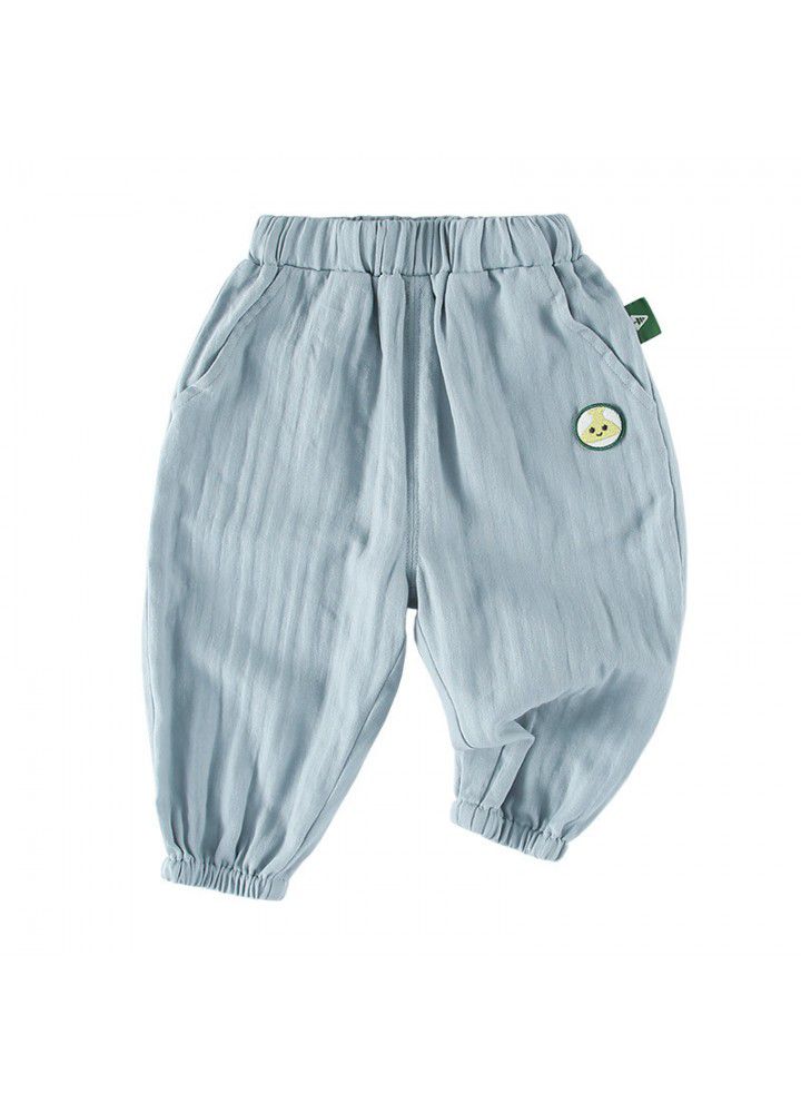 Amila children's clothing boys' 2021 summer new baby boys' thin cotton casual pants boys' anti mosquito pants 