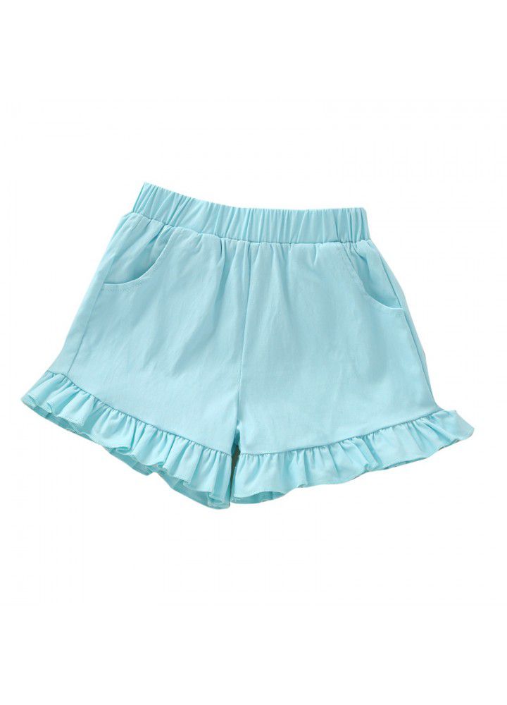 2021 summer new children's wear girls' shorts Korean casual elastic hot pants solid color fashion pants 