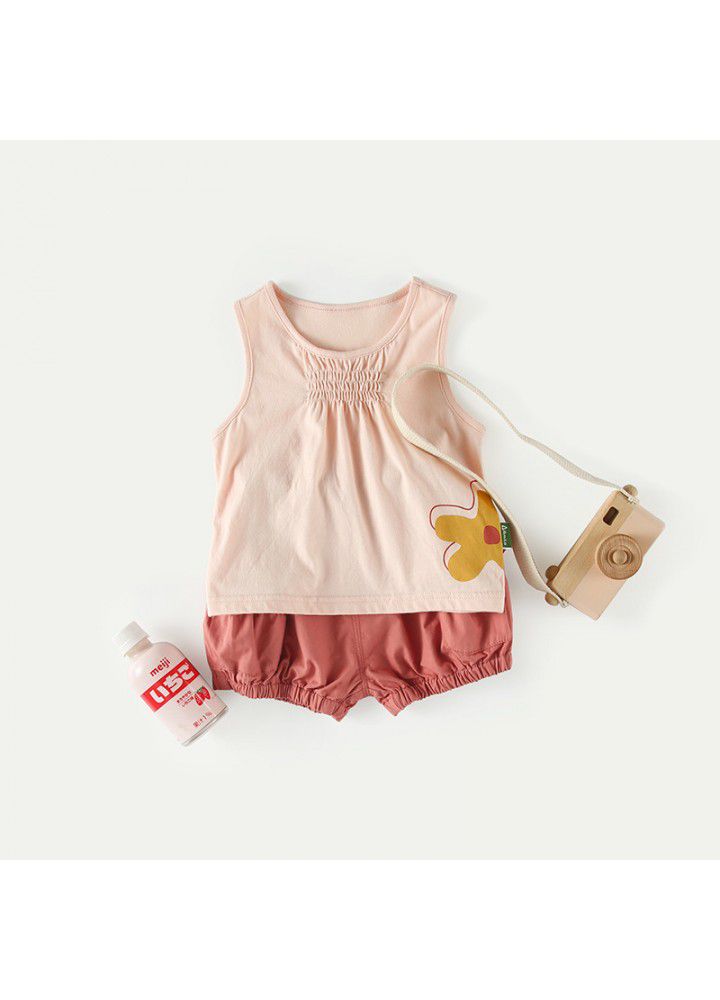 Amila Amila children's wear girls' Leisure Sports vest two piece suit summer wear new style foreign style children's shorts 