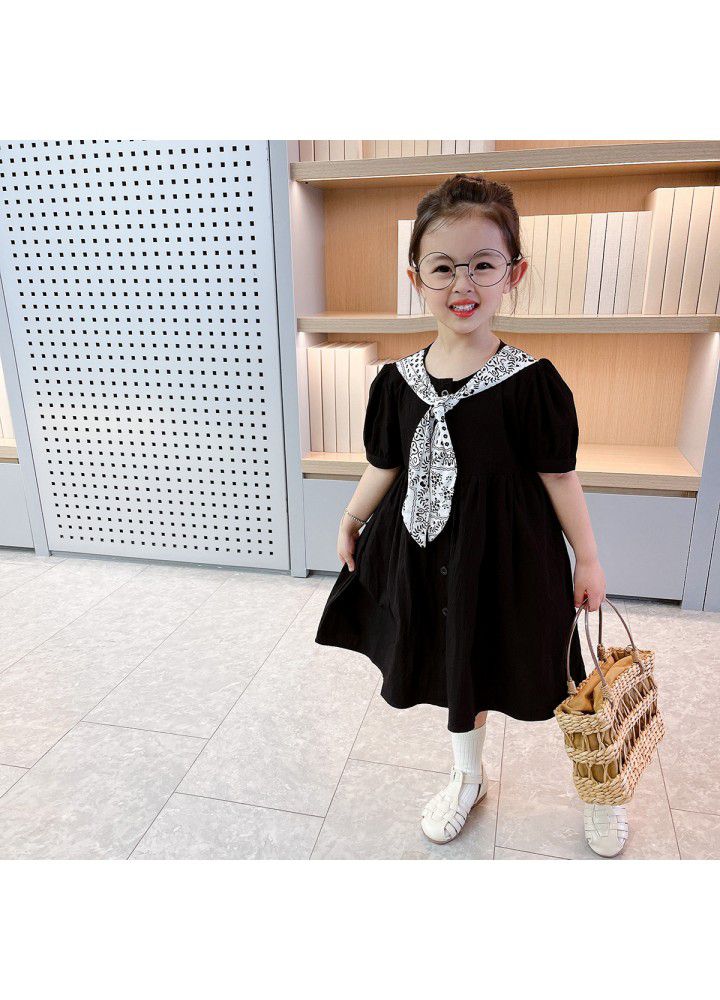 Girls' dress 2021 summer new children's princess dress baby girl calico tie summer dress summer dress 