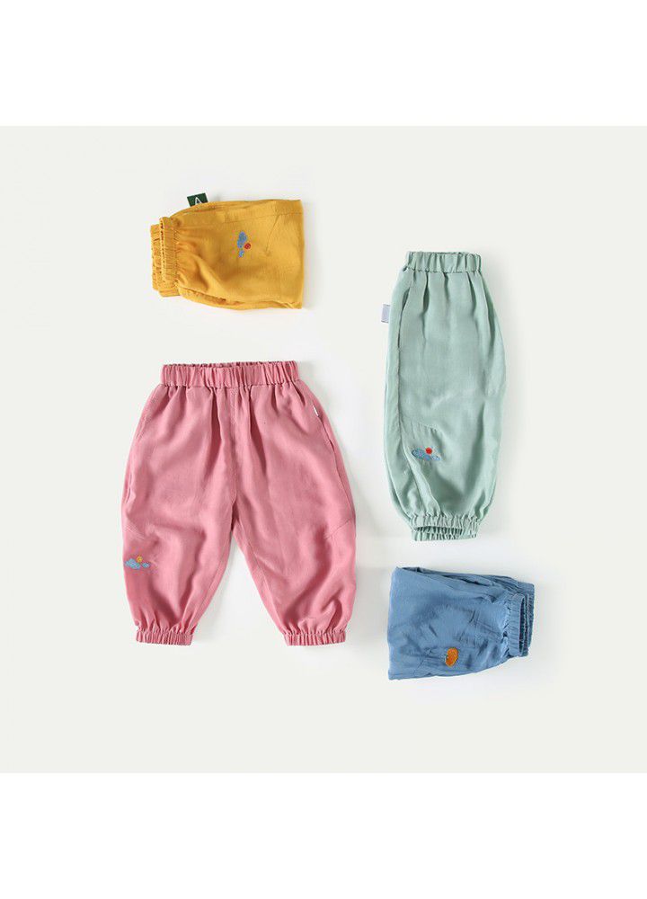 Amila Amila children's clothing baby anti mosquito pants summer 2021 new girls' light pants children's casual pants 