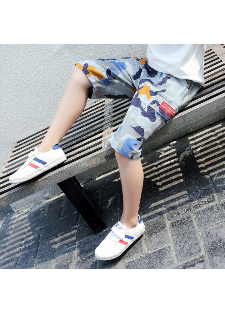 2021 summer new boys' middle pants middle school children's thin shorts children's tooling camouflage pants manufacturers wholesale 