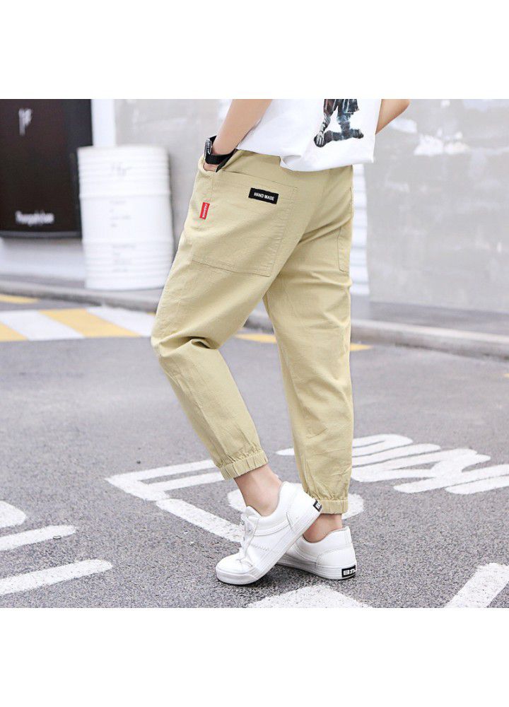 Manufacturer wholesales boy's anti mosquito pants 2021 spring and summer new Imitation cotton and hemp casual pants for children 