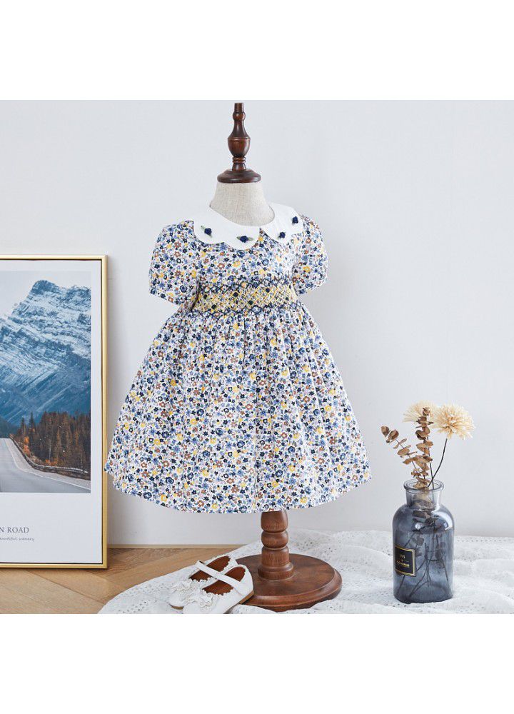 2021 summer new European and American children's dress hand embroidered children's Princess Dress