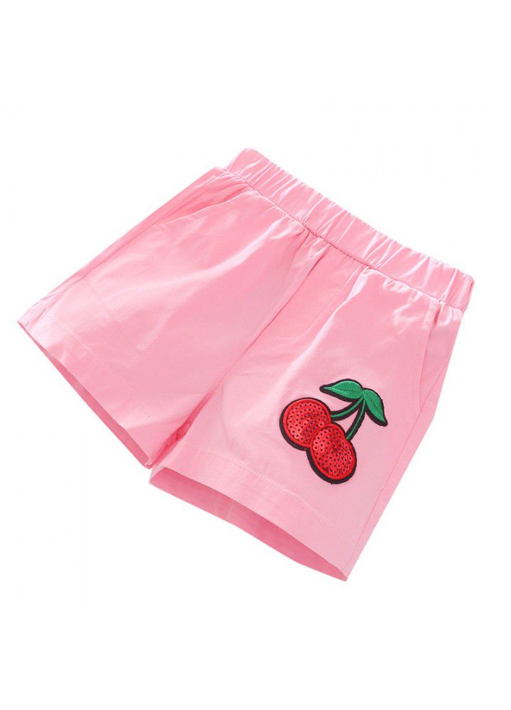 Girls' shorts summer new Korean version Chinese big children's candy color shorts middle waist beach pants 