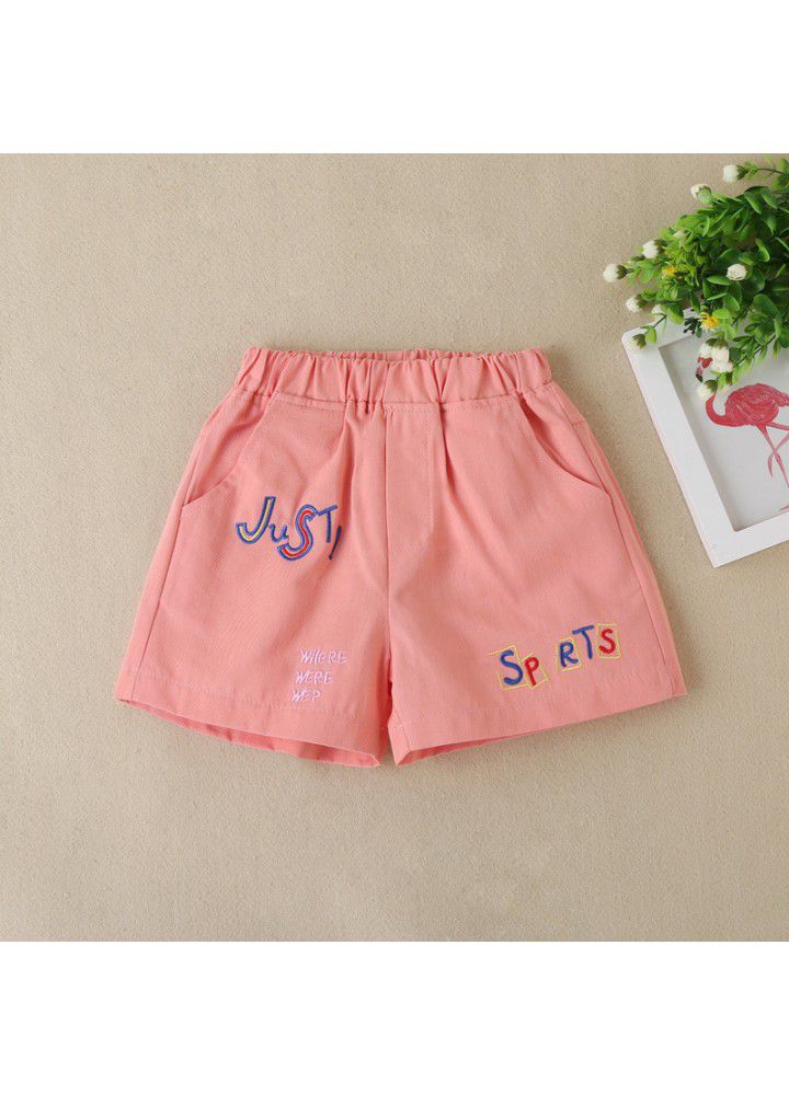 Girls' shorts summer new style children's foreign style cotton shorts wear red hot pants of CUHK girls' leisure net 