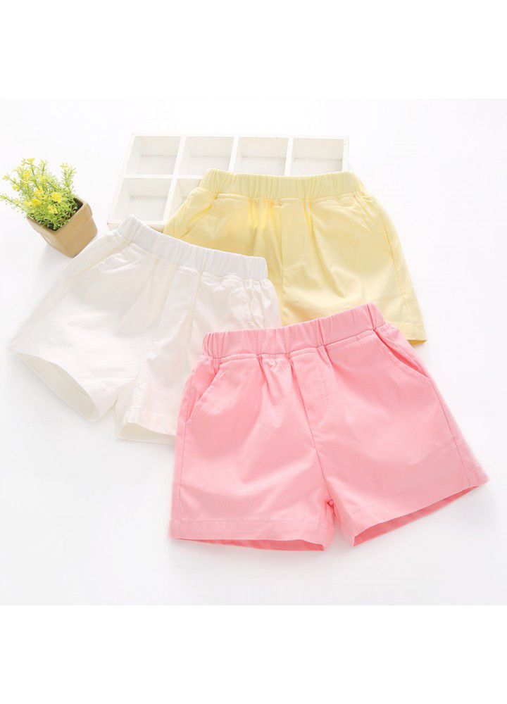 2021 summer new children's wear girls' shorts Korean casual elastic hot pants solid color fashion pants 