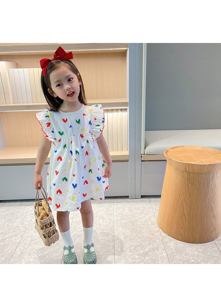 Girls' summer dress 2021 new children's Korean love print sleeveless skirt 