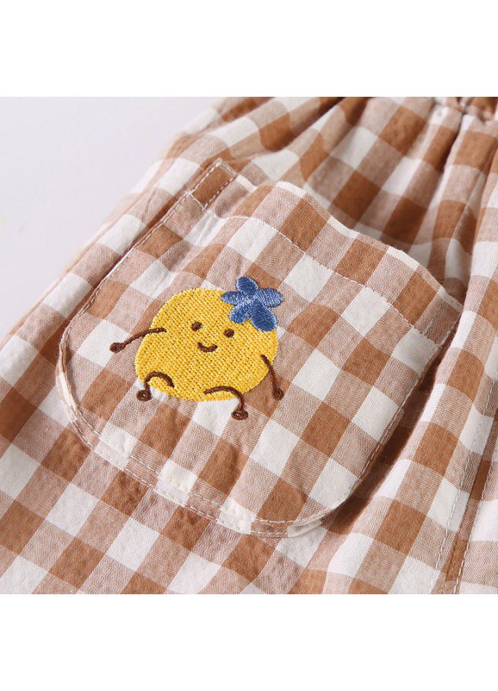 Amila Amila children's wear girl's pants baby Plaid casual pants thin spring and autumn children's slacks 1