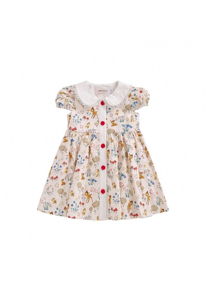 2021 summer new European and American children's Printed Dress Girl's foreign style floral skirt sweet lovely princess skirt cotton