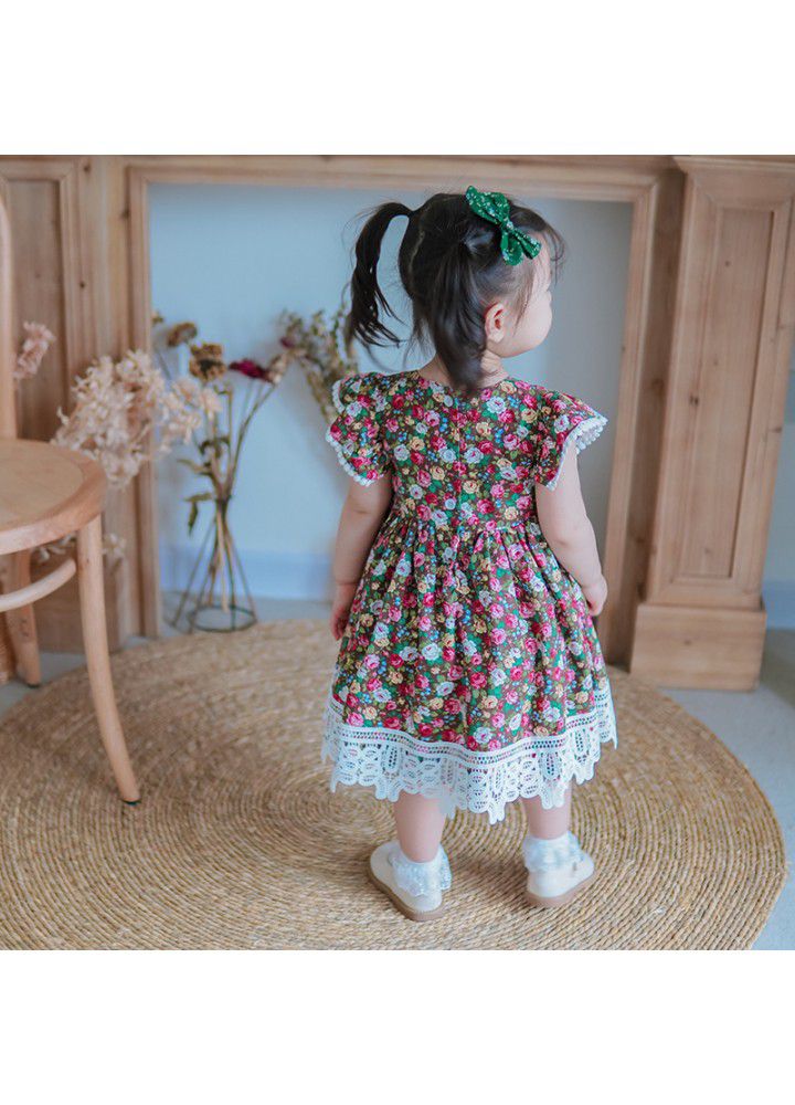 Broken flower children's skirt 2021 summer European and American children's dress rural sleeveless princess skirt wholesale custom children's wear 