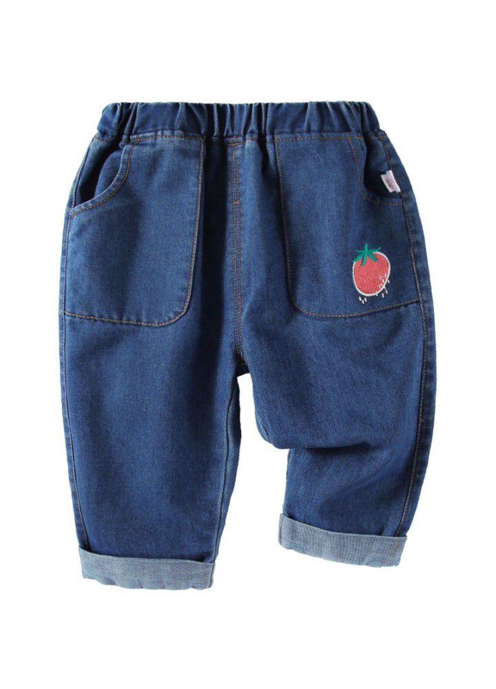 Amila children's wear 2021 new autumn dress baby girl jeans girl pants foreign style spring and autumn trousers