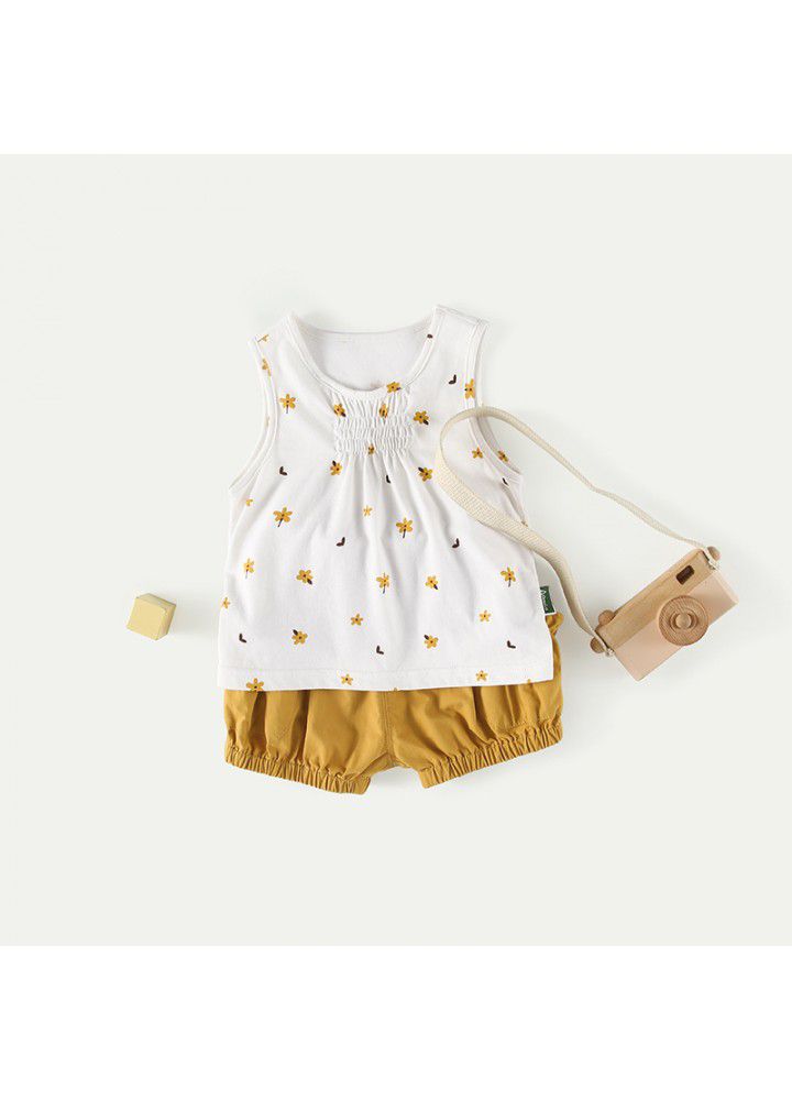 Amila Amila children's wear girls' Leisure Sports vest two piece suit summer wear new style foreign style children's shorts 