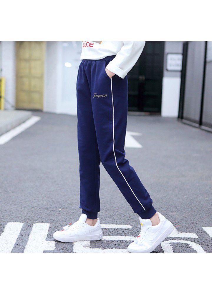 Children's clothing girls' pants spring clothing children's sports pants loose middle school children's casual pants pure cotton spring and autumn girls' pants 