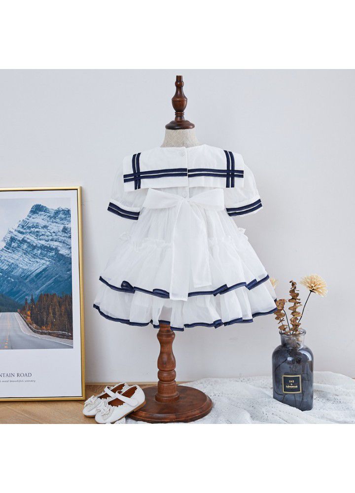 2021 summer new girl Princess Dress Navy Dress Lolita children's dress Organza children's skirt