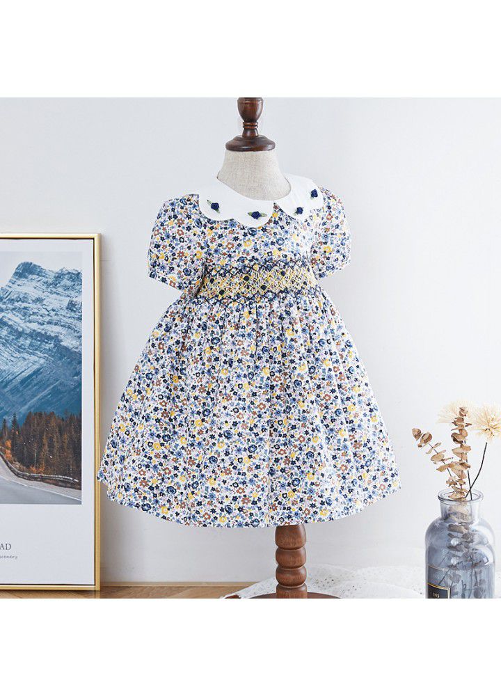 2021 summer new European and American children's dress hand embroidered children's Princess Dress