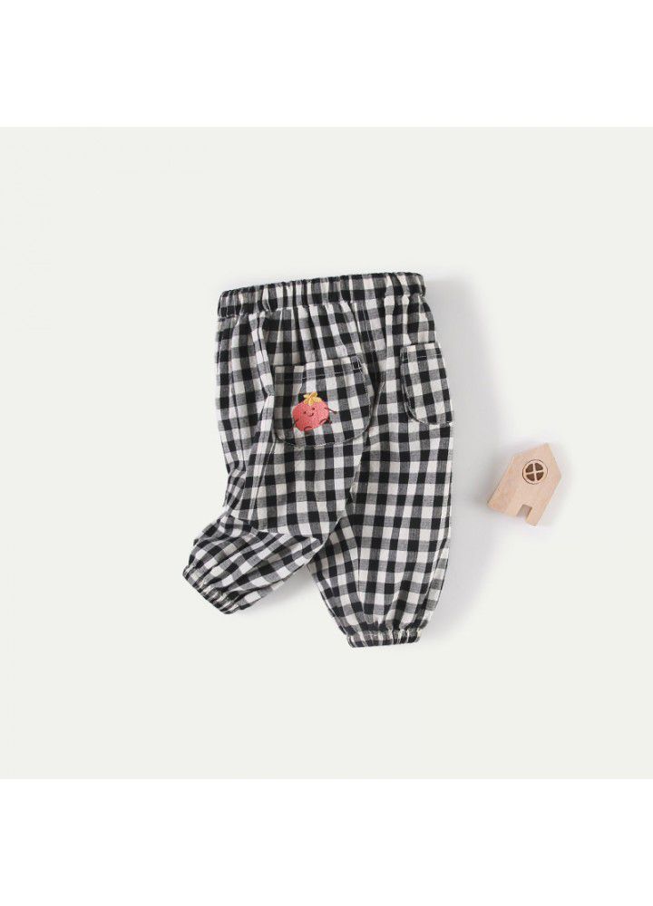Amila Amila children's wear girl's pants baby Plaid casual pants thin spring and autumn children's slacks 1