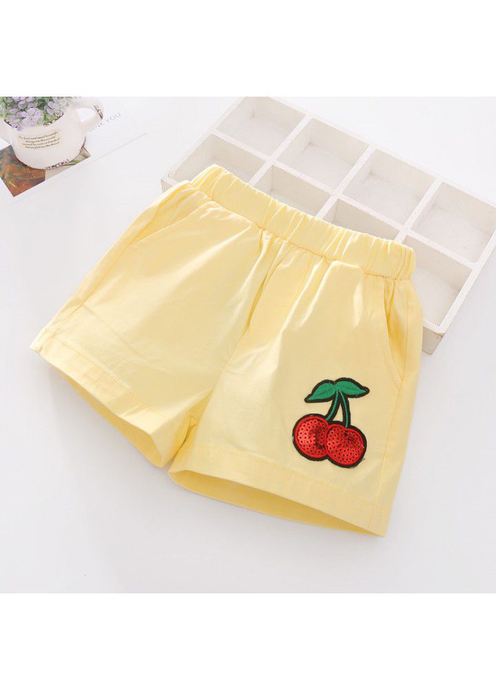 Girls' shorts summer new Korean version Chinese big children's candy color shorts middle waist beach pants 