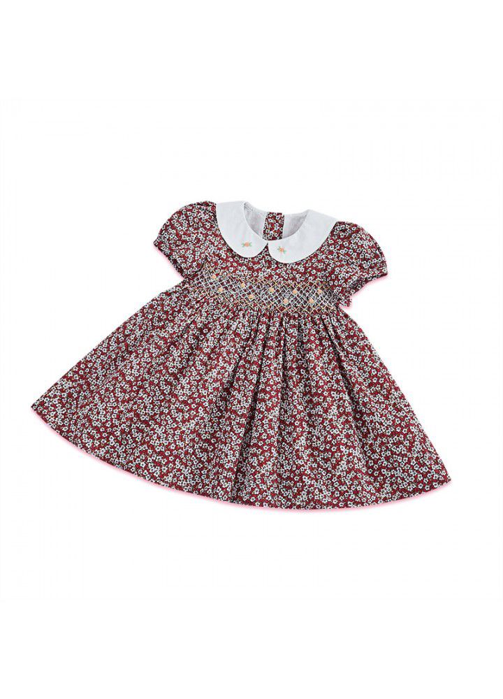 2021 summer new girl's dress European and American children's wear handmade short sleeve floral skirt children's princess skirt