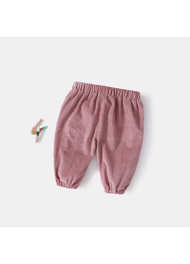 Amila children's clothing 2021 spring new baby girls' casual pants girls' trousers spring corduroy 