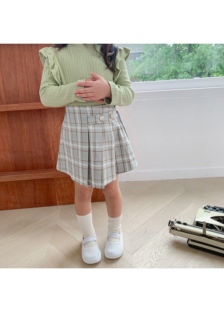 Girls' plaid skirt autumn 2020 new children's foreign style pleated skirt 