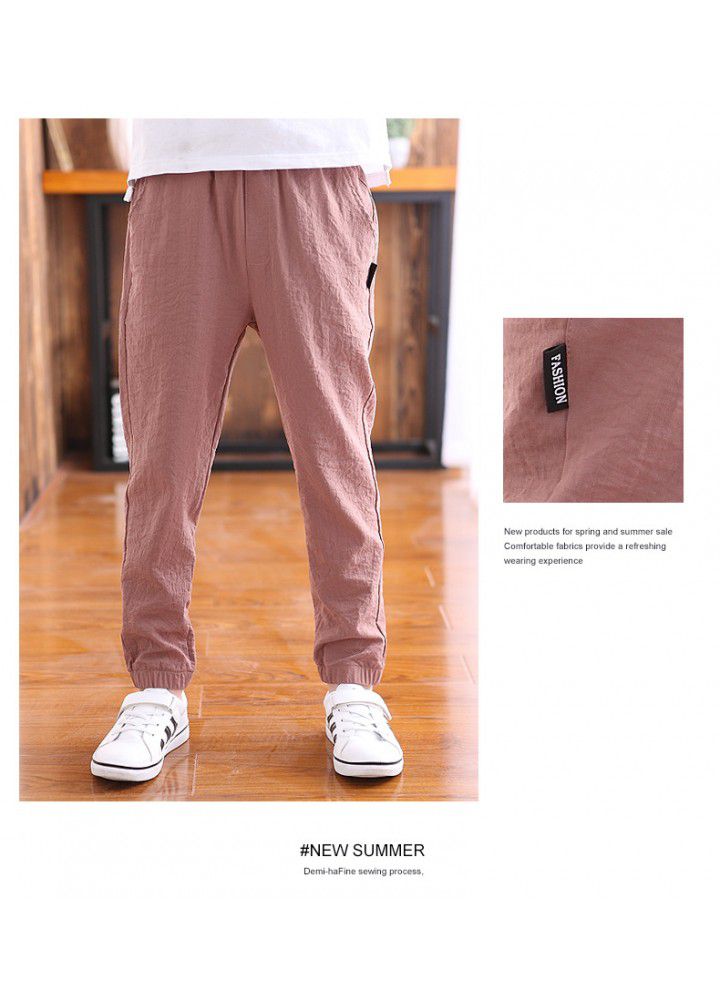 Manufacturers wholesale 2020 boys' Capris summer thin pants children's anti mosquito pants middle and large children's leisure sports pants 