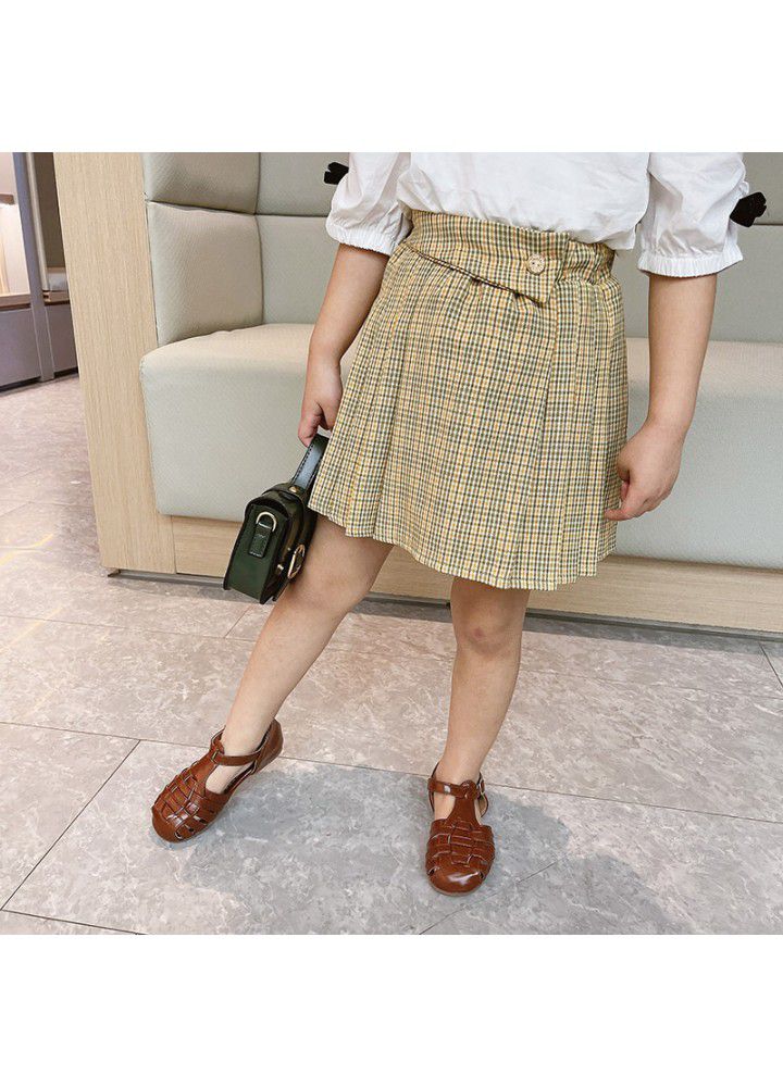 Girls' plaid skirt 2021 summer new children's foreign style pleated skirt skirt skirt JK skirt summer dress 