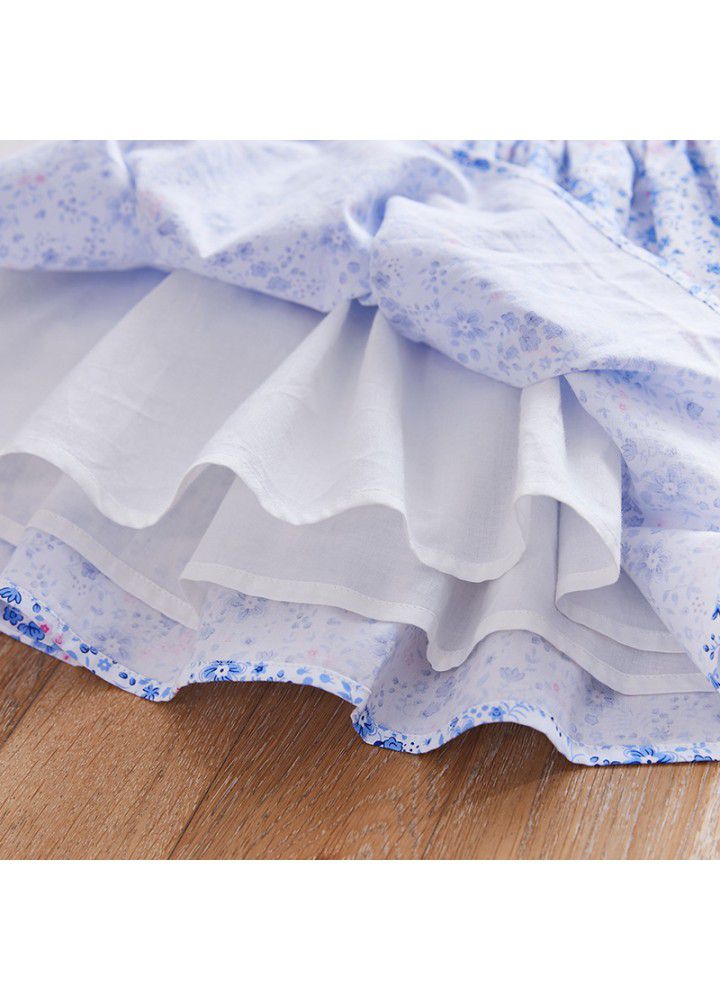 Girls' floral dress children's flying sleeve princess skirt 