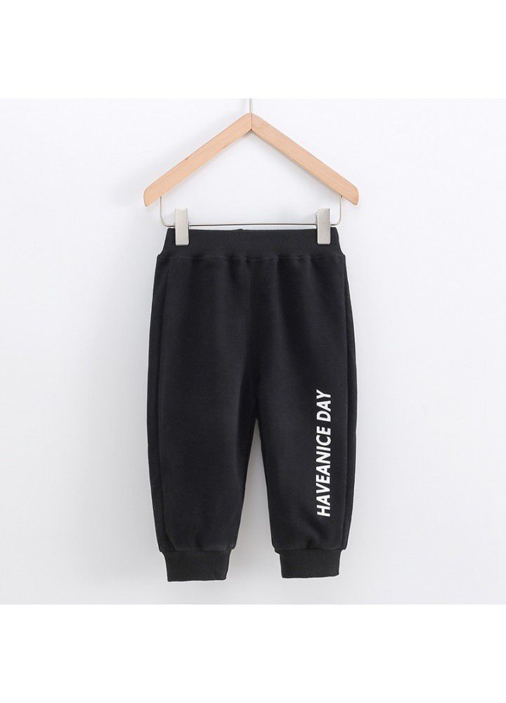 New children's spring and autumn sports pants solid color leisure sports pants Korean loose pants for boys and girls 
