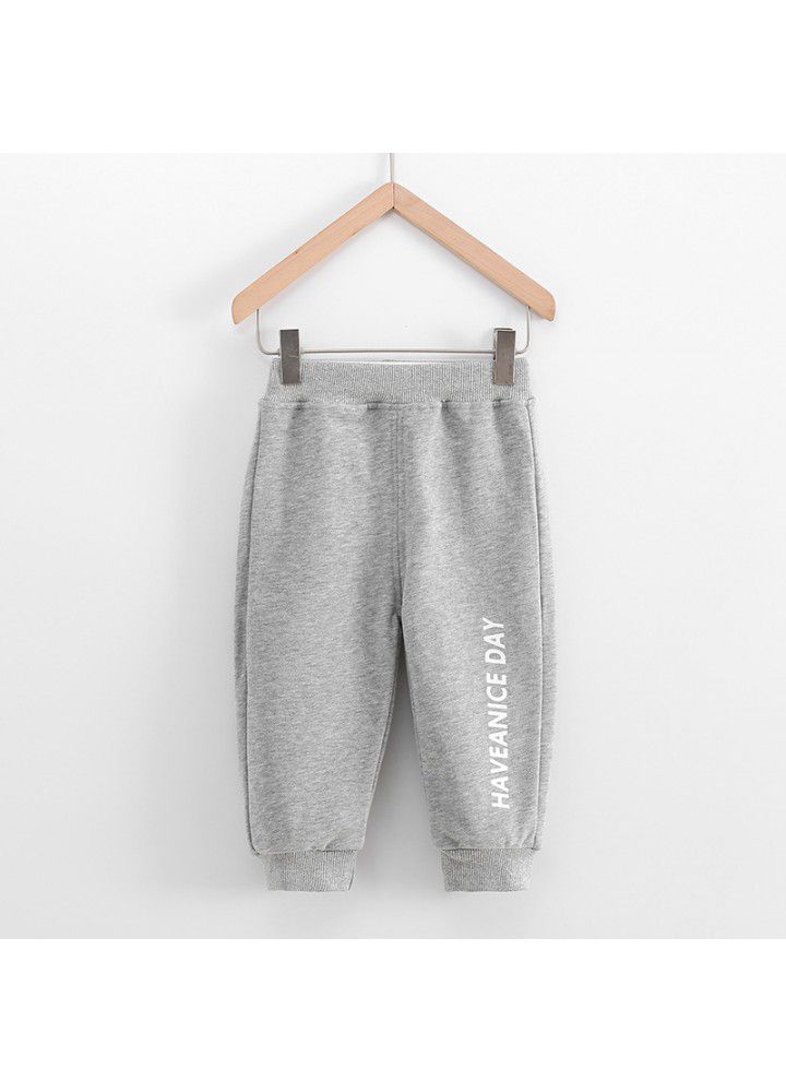 New children's spring and autumn sports pants solid color leisure sports pants Korean loose pants for boys and girls 