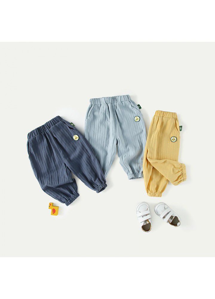 Amila children's clothing boys' 2021 summer new baby boys' thin cotton casual pants boys' anti mosquito pants 