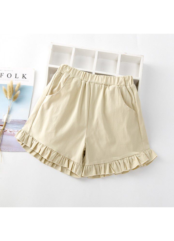 2021 summer new children's wear girls' shorts Korean casual elastic hot pants solid color fashion pants 