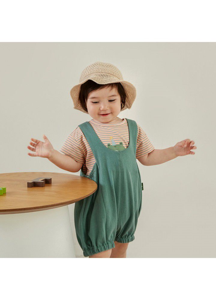 Amila Amila children's and girls' summer suits 2021 new two piece baby's foreign style baby's suspenders 