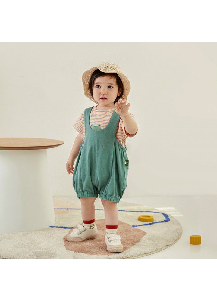 Amila Amila children's and girls' summer suits 2021 new two piece baby's foreign style baby's suspenders 