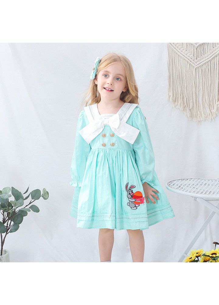2021 spring new girl's dress Lolita Spanish children's princess skirt cartoon embroidery children's skirt 