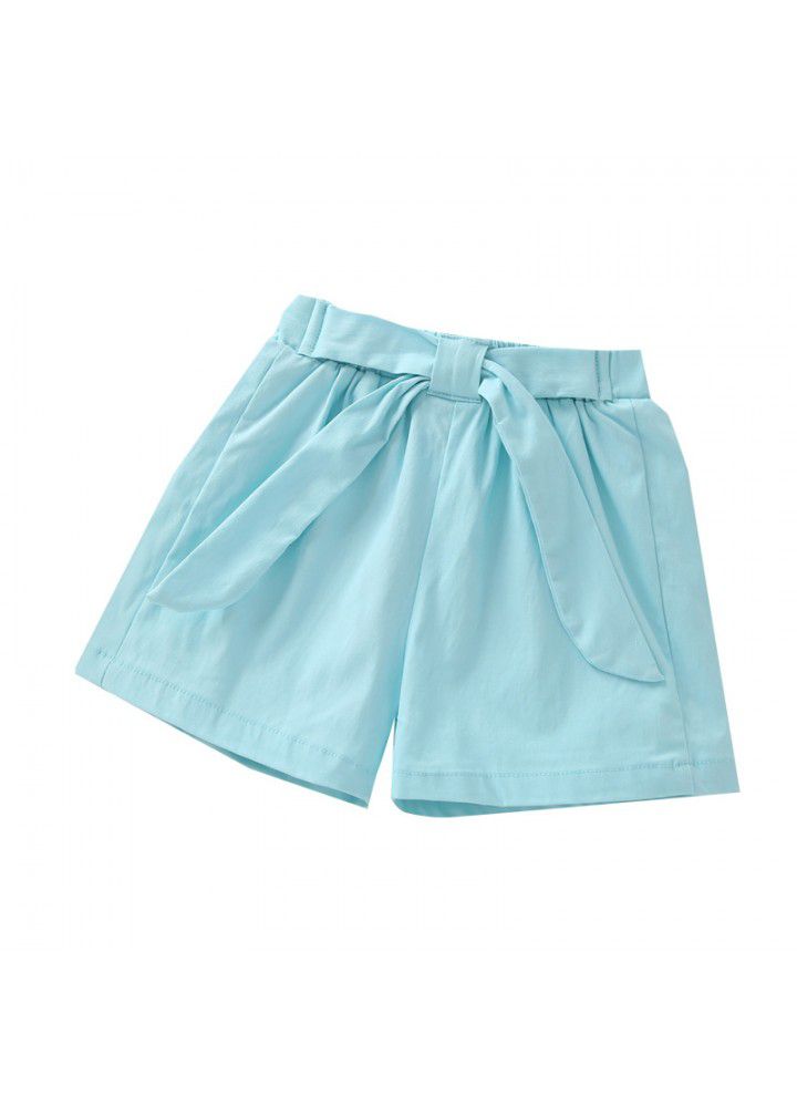 2021 summer new children's wear girls' shorts Korean casual elastic hot pants solid color fashion pants 